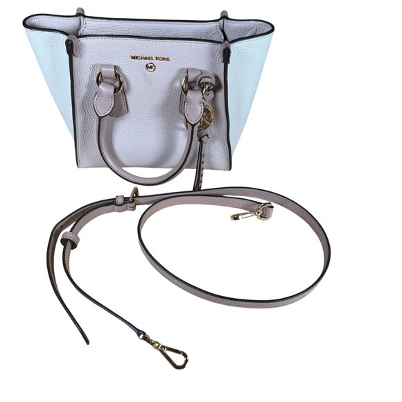 MICHAEL Michael Kors Kris Small Pebbled Leather Satchel Pink & Ivory in EUC! - Picture 8 of 13